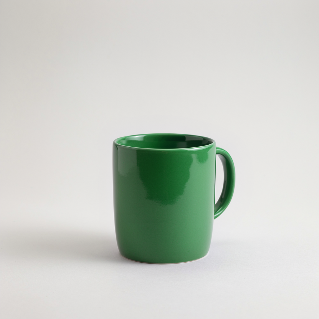 The same ceramic cup precisely edited to green